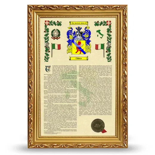 Chiara Armorial History Framed - Gold