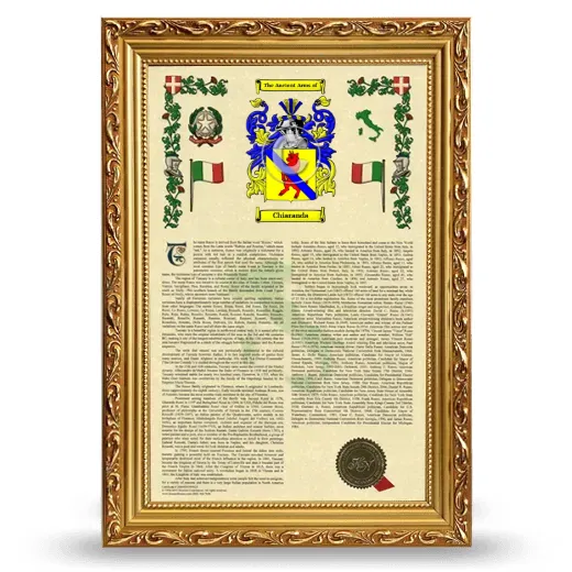 Chiaranda Armorial History Framed - Gold
