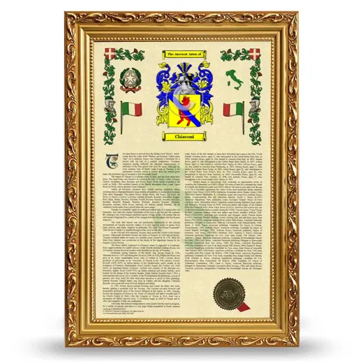 Chiaroni Armorial History Framed - Gold