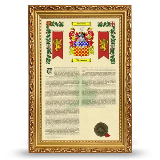 Chichestere Armorial History Framed - Gold