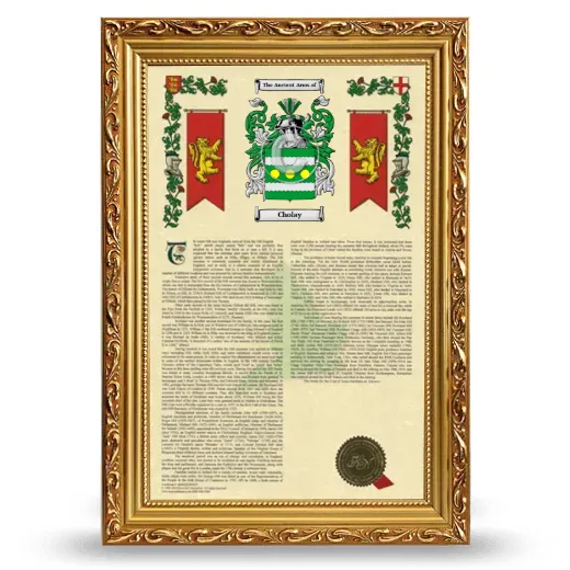 Cholay Armorial History Framed - Gold
