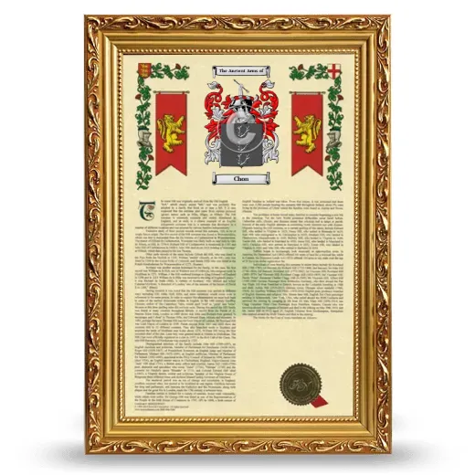 Chon Armorial History Framed - Gold