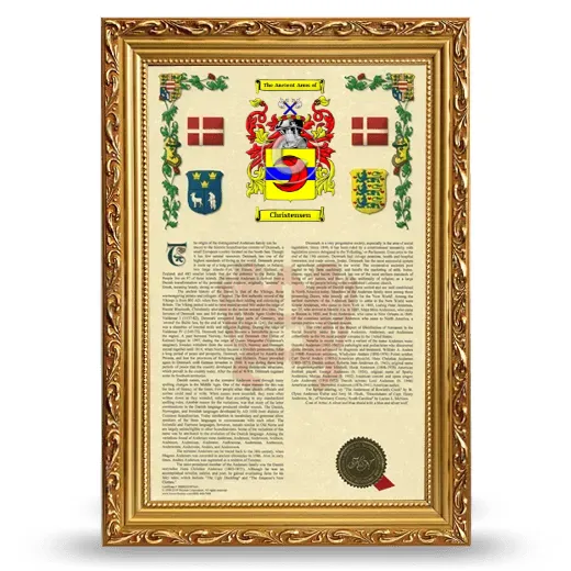 Christensen Armorial History Framed - Gold