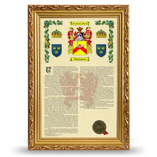 Christianson Armorial History Framed - Gold