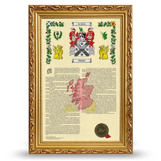 Christy Armorial History Framed - Gold
