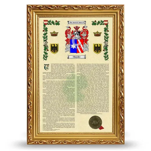 Chrysler Armorial History Framed - Gold