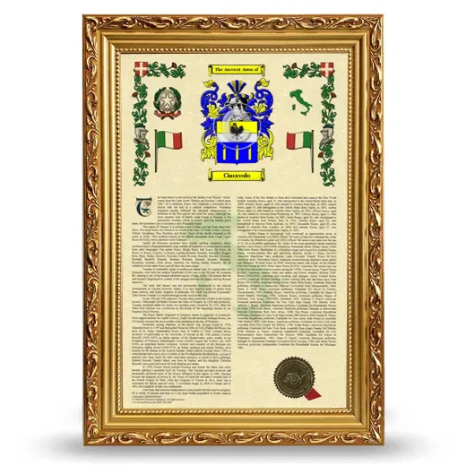 Ciaravolo Armorial History Framed - Gold