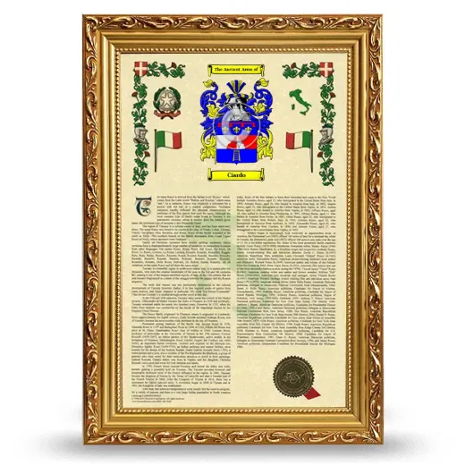 Ciardo Armorial History Framed - Gold