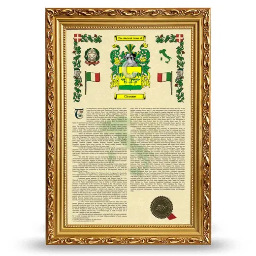 Ciccone Armorial History Framed - Gold
