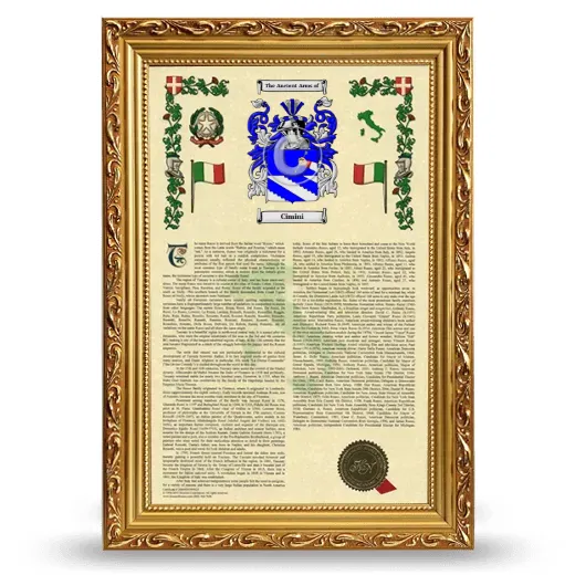Cimini Armorial History Framed - Gold