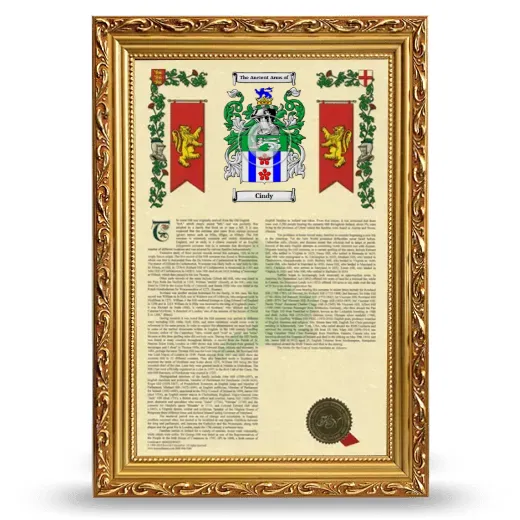 Cindy Armorial History Framed - Gold