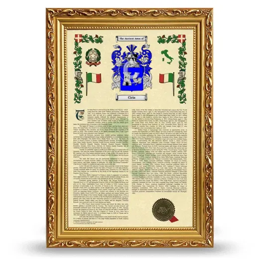 Ciria Armorial History Framed - Gold