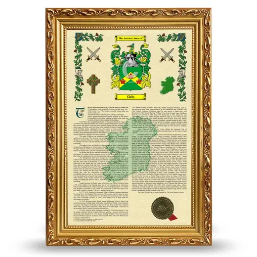 Cirlo Armorial History Framed - Gold