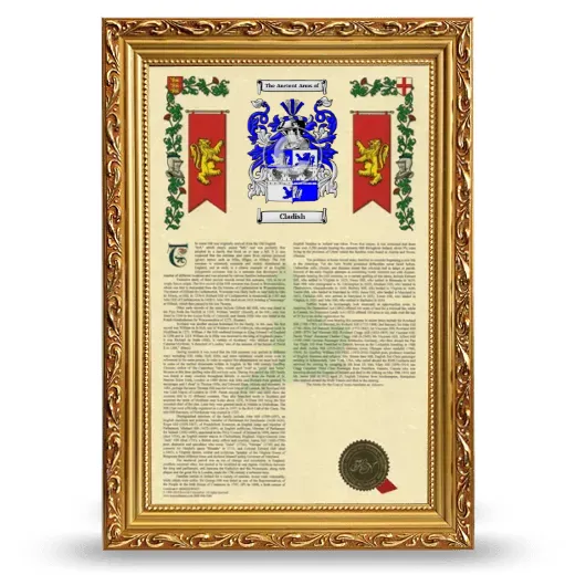 Cladish Armorial History Framed - Gold