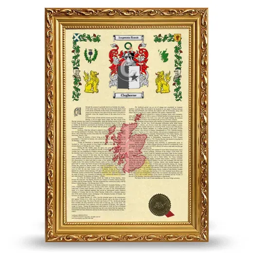 Claghorne Armorial History Framed - Gold