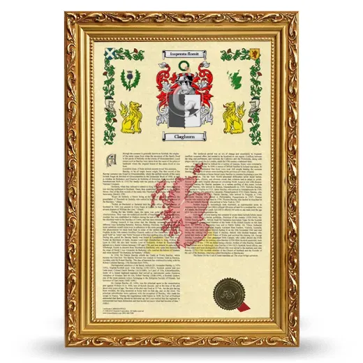 Claghurn Armorial History Framed - Gold