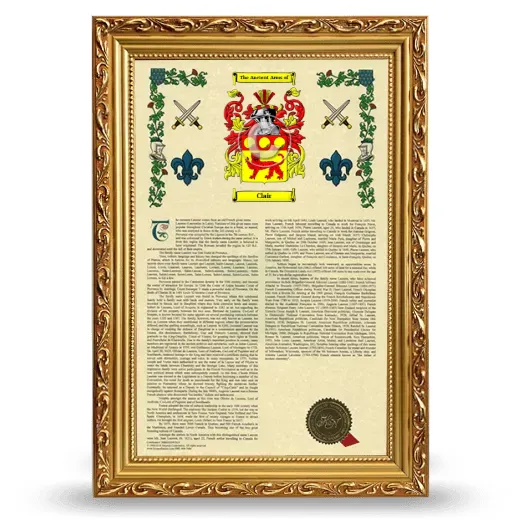 Clair Armorial History Framed - Gold