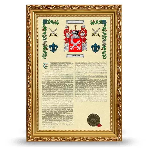 Clairmond Armorial History Framed - Gold