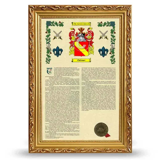 Claloner Armorial History Framed - Gold