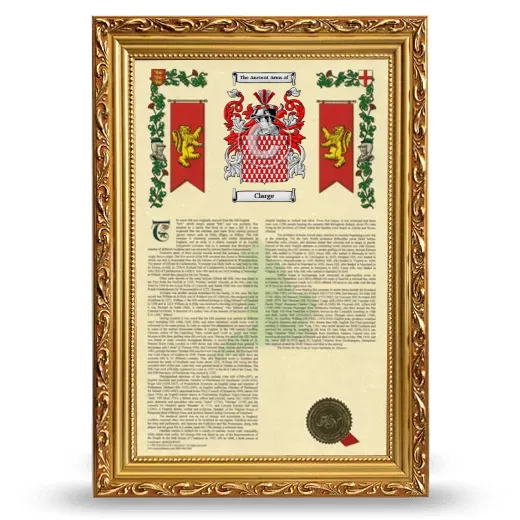 Clarge Armorial History Framed - Gold