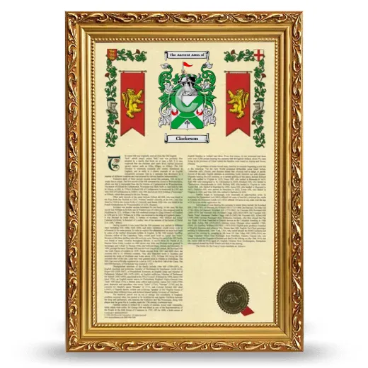 Clarkeson Armorial History Framed - Gold