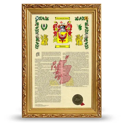 Claverty Armorial History Framed - Gold