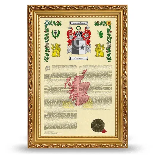 Clayhorn Armorial History Framed - Gold