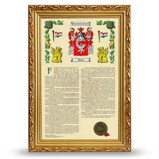 Cleave Armorial History Framed - Gold