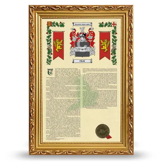 Cleek Armorial History Framed - Gold