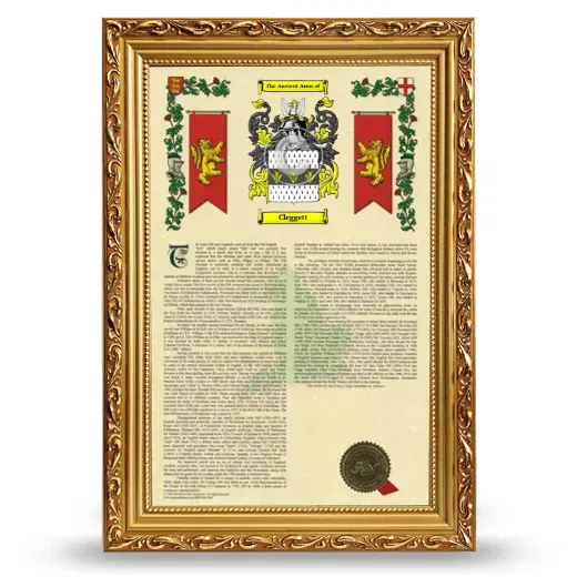 Cleggett Armorial History Framed - Gold