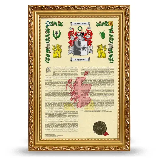 Clegghurn Armorial History Framed - Gold