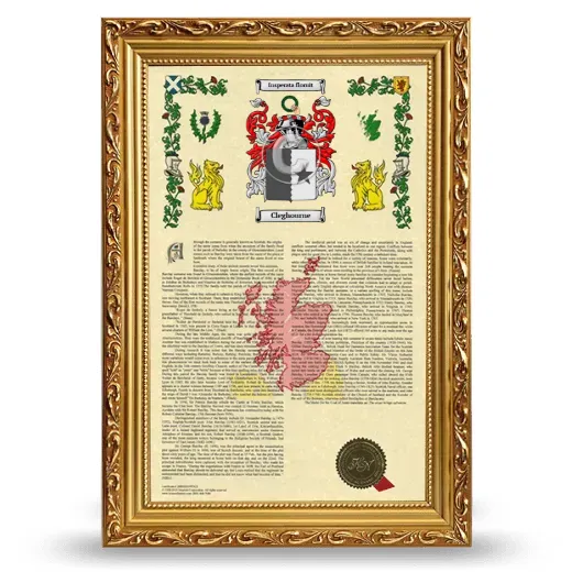 Cleghourne Armorial History Framed - Gold