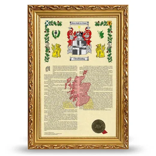 Clendinning Armorial History Framed - Gold