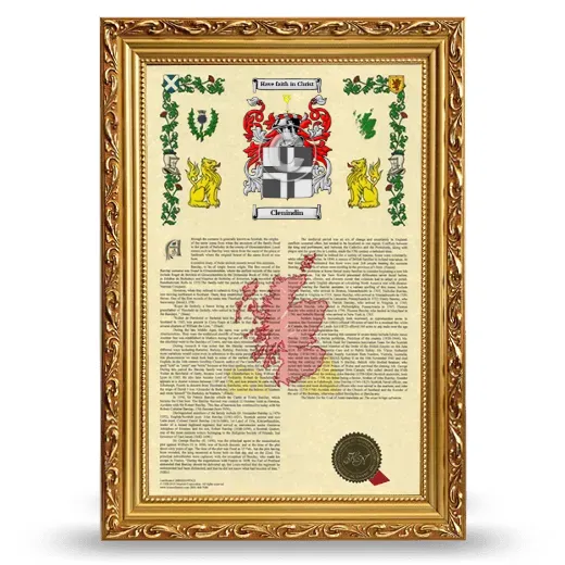 Clenindin Armorial History Framed - Gold