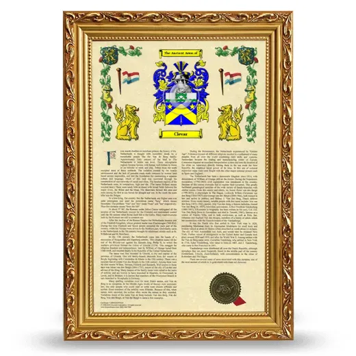 Clevar Armorial History Framed - Gold