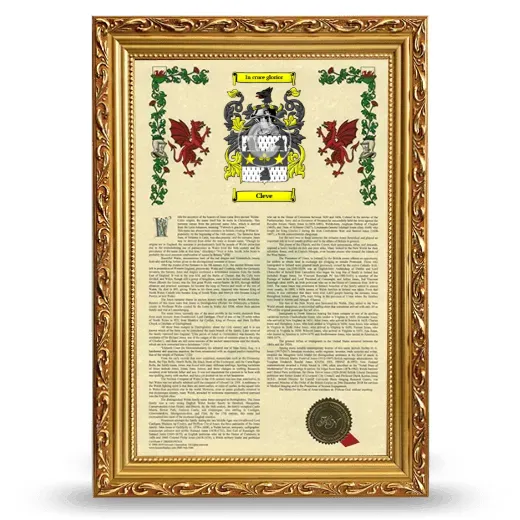 Cleve Armorial History Framed - Gold