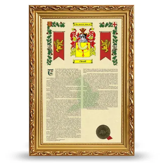 Clevell Armorial History Framed - Gold