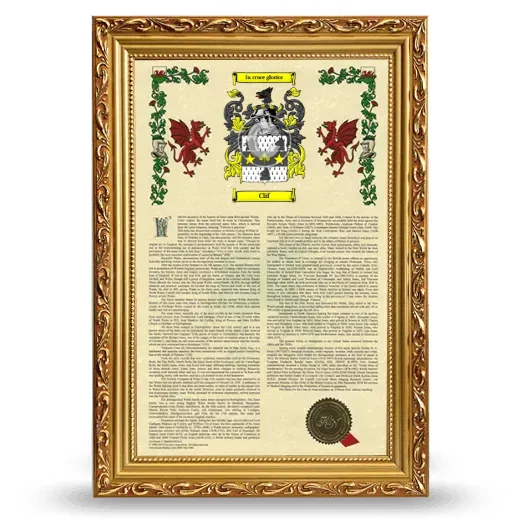 Clif Armorial History Framed - Gold