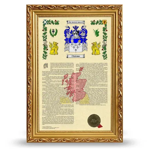 Clintome Armorial History Framed - Gold