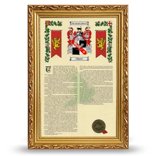Clipson Armorial History Framed - Gold