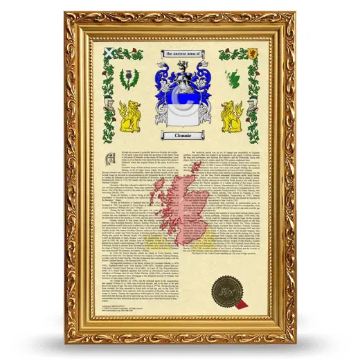Clonnie Armorial History Framed - Gold