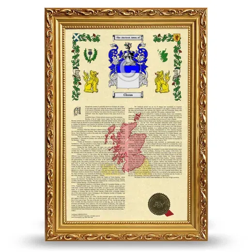 Clunn Armorial History Framed - Gold