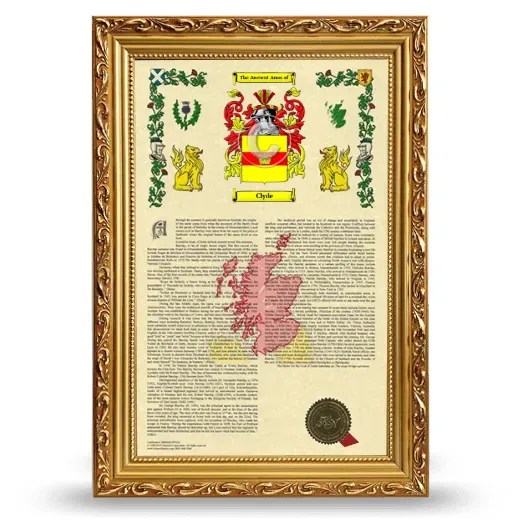 Clyde Armorial History Framed - Gold