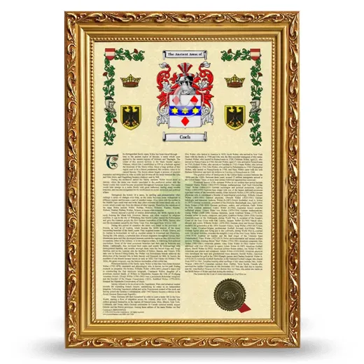 Coch Armorial History Framed - Gold