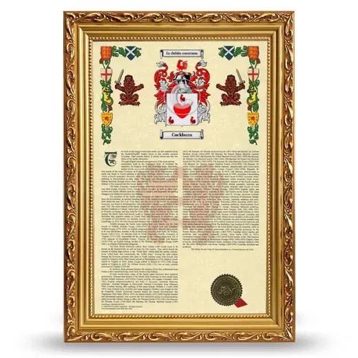 Cockburn Armorial History Framed - Gold