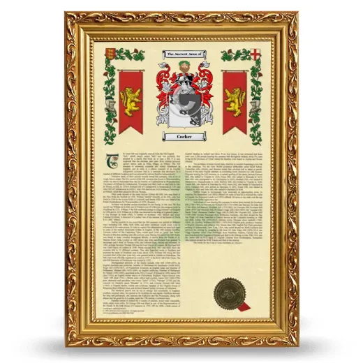 Cocker Armorial History Framed - Gold