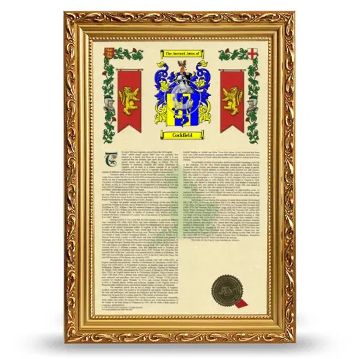 Cockfield Armorial History Framed - Gold