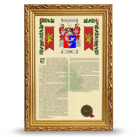 Cockike Armorial History Framed - Gold