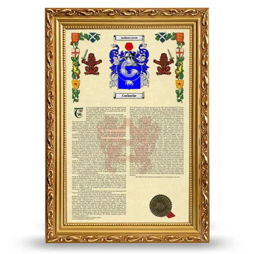 Cockoche Armorial History Framed - Gold