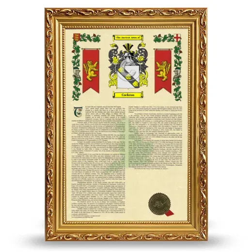 Cockrun Armorial History Framed - Gold